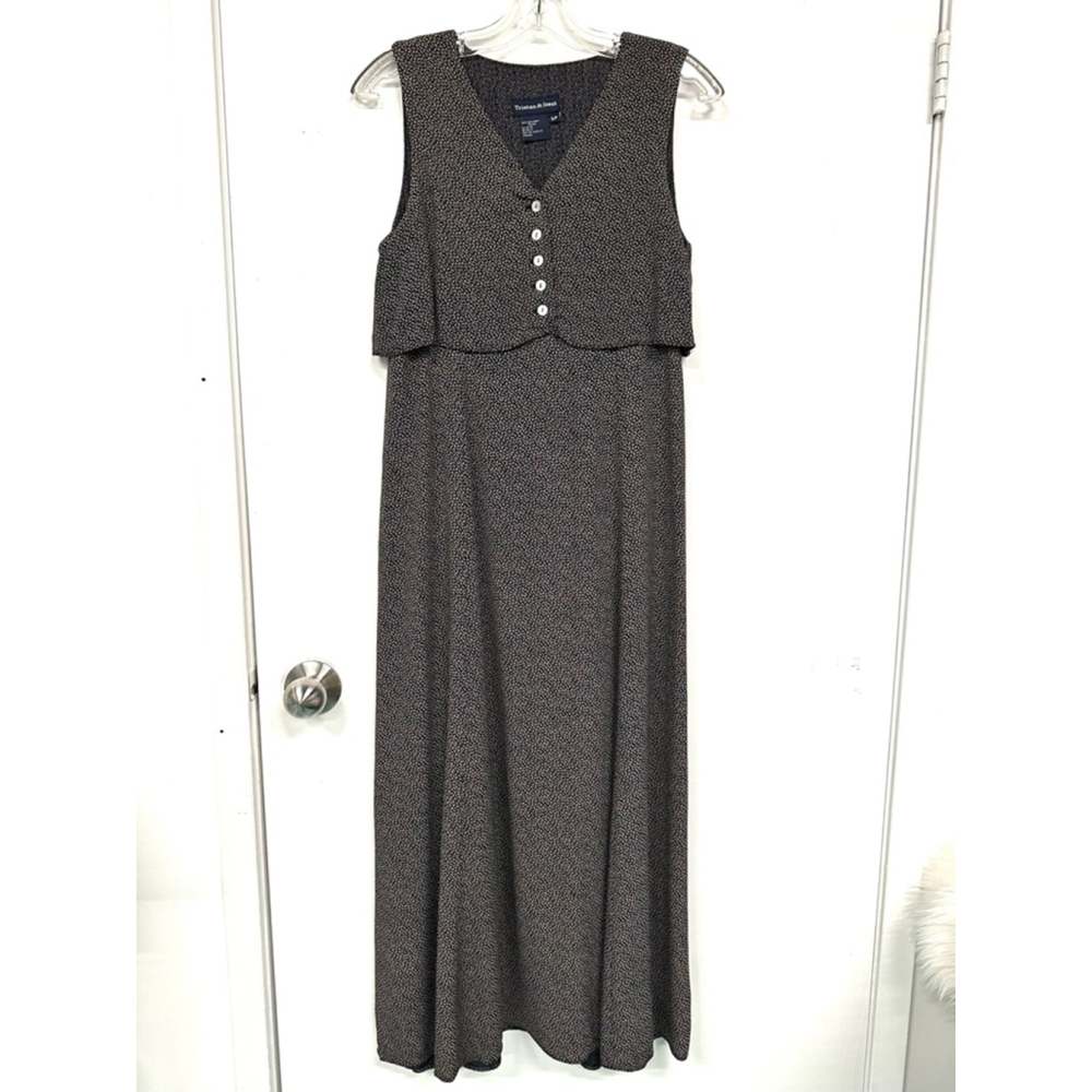 Tristan & Iseut 90s Maxi Dress Tie Back Rayon Prairie Cottagecore Vintage Small